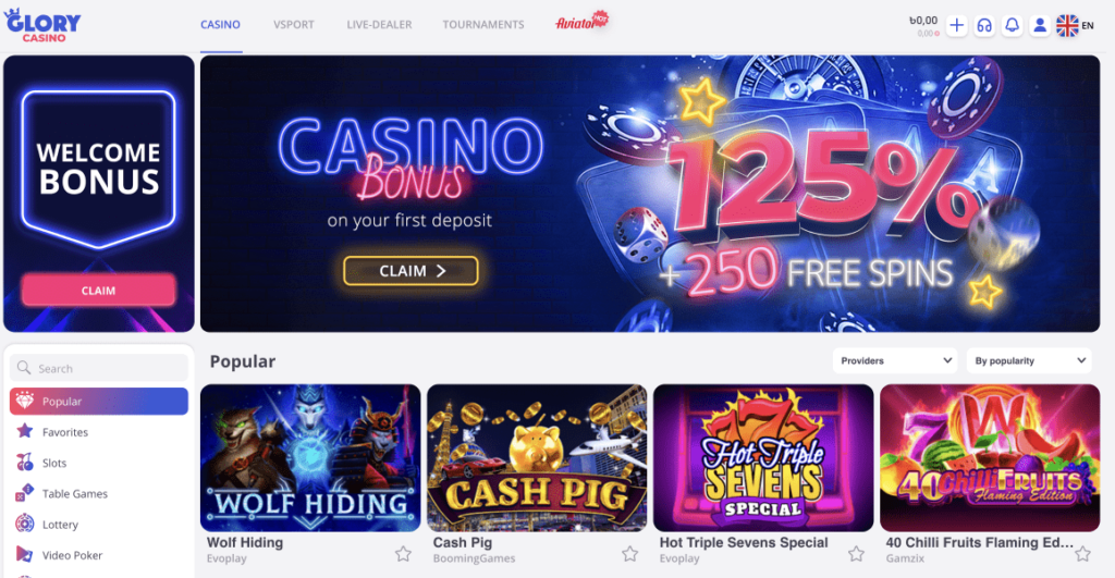 What games from top providers are available in Glory casino?